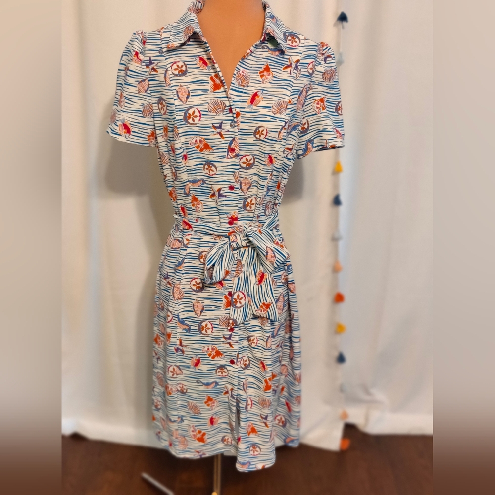 Pappagallo Waves Shells Resort Button Front Shirt… - image 2